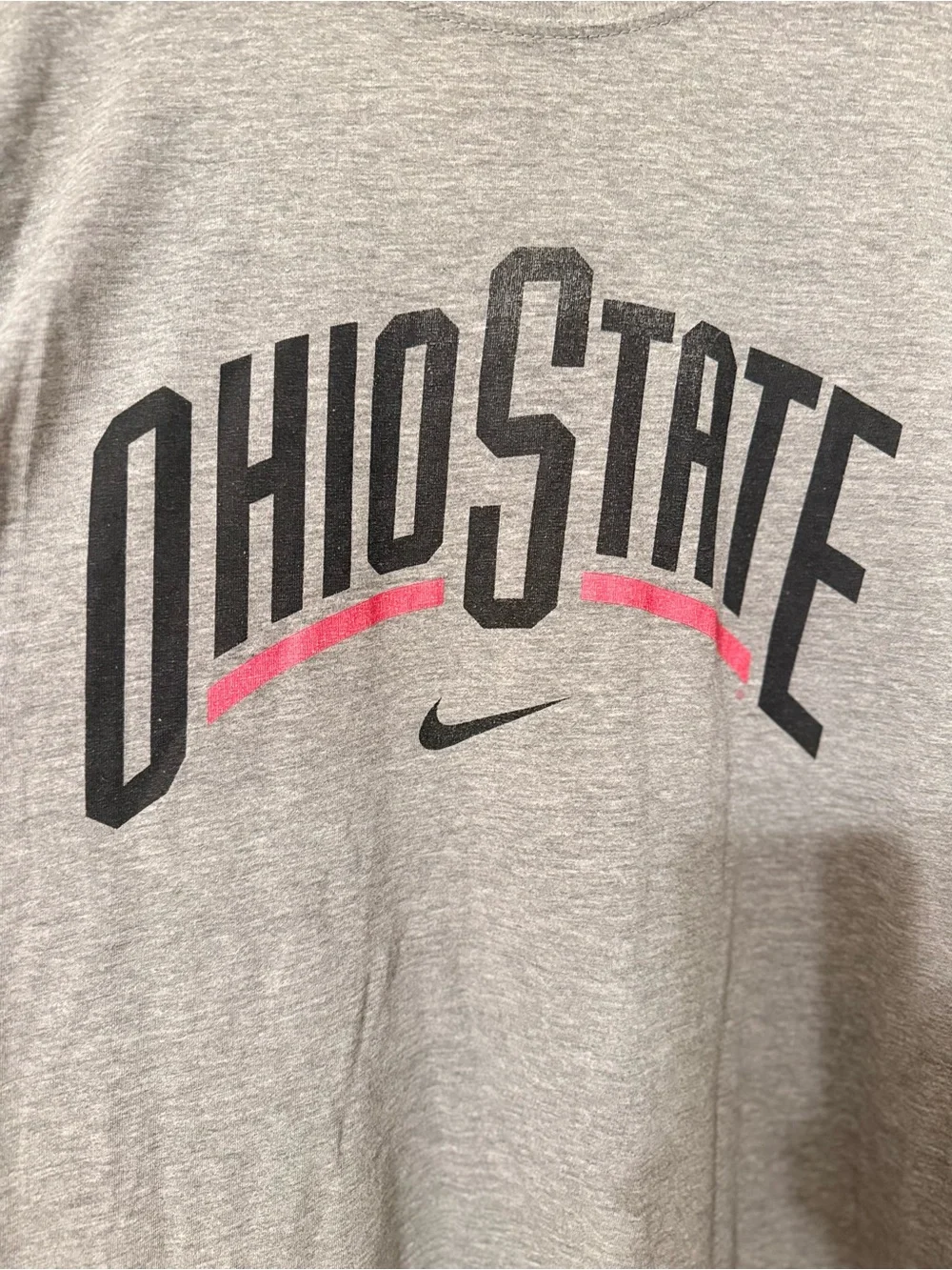 Nike Gray Ohio State Long Sleeve Tee with Red Accent